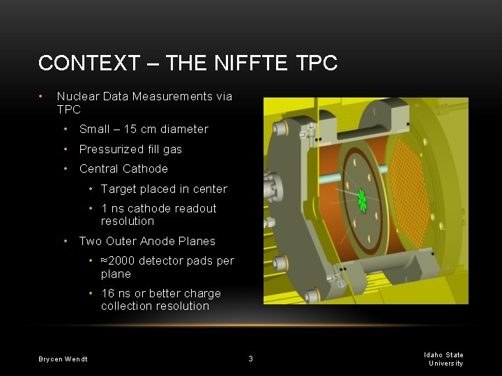 CONTEXT – THE NIFFTE TPC • Nuclear Data Measurements via TPC • Small –