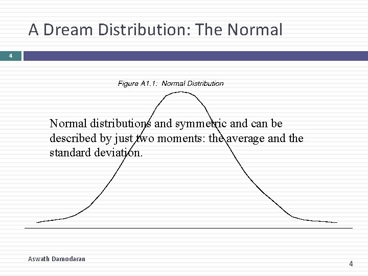 A Dream Distribution: The Normal 4 Normal distributions and symmetric and can be described