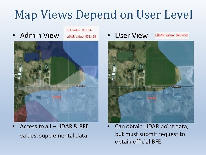 Map Views Depend on User Level • Admin View • User View • Access