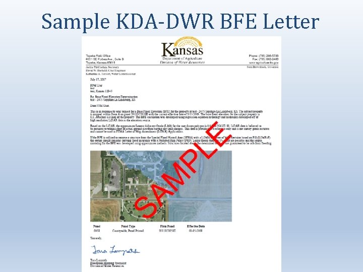 Sample KDA-DWR BFE Letter 