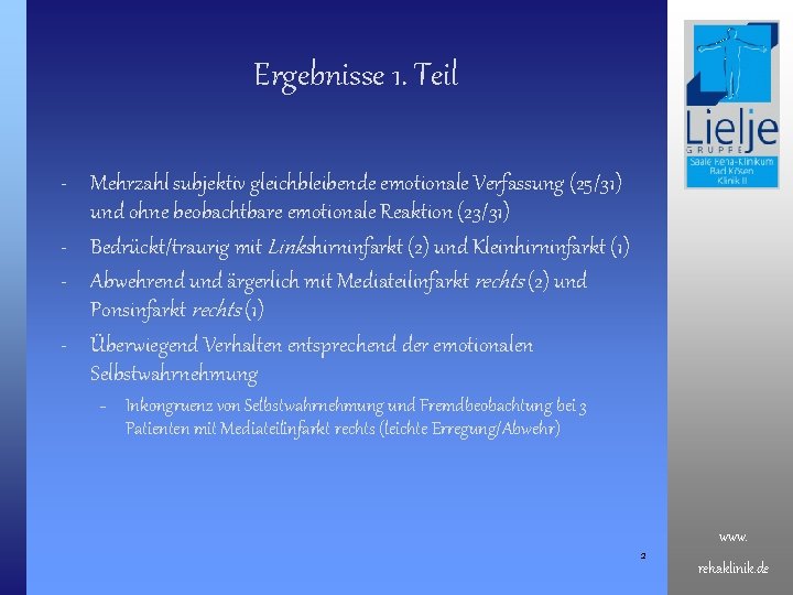 Ergebnisse 1. Teil - Mehrzahl subjektiv gleichbleibende emotionale Verfassung (25/31) und ohne beobachtbare emotionale