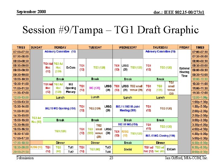 September 2000 doc. : IEEE 802. 15 -00/273 r 1 Session #9/Tampa – TG