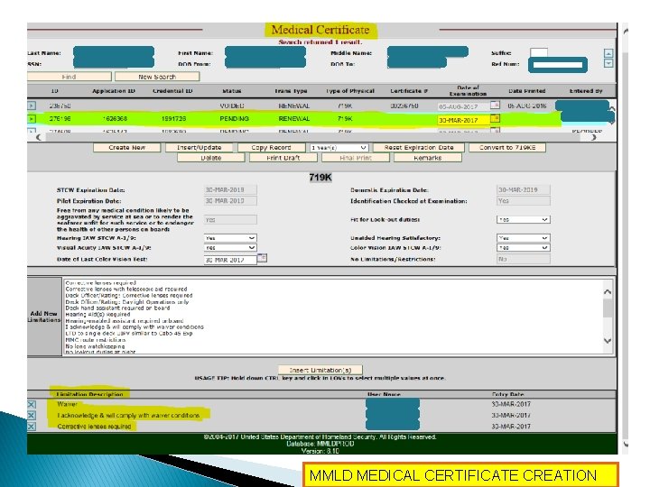 MMLD MEDICAL CERTIFICATE CREATION 