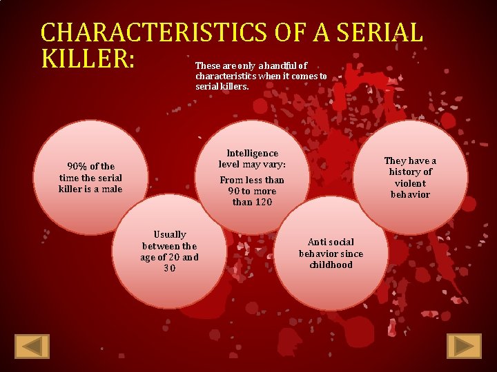 CHARACTERISTICS OF A SERIAL KILLER: These are only a handful of characteristics when it