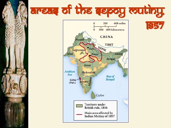 Areas of the Sepoy Mutiny, 1857 