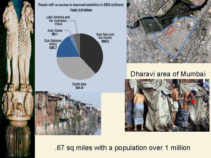Dharavi area of Mumbai . 67 sq miles with a population over 1 million