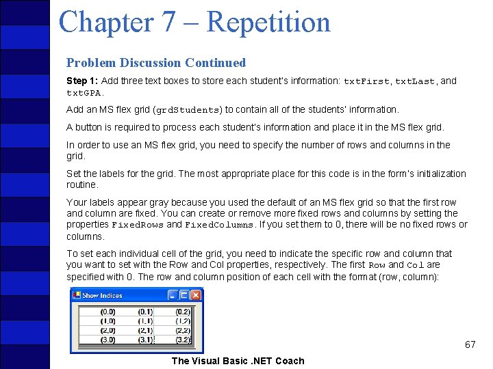 Chapter 7 – Repetition Problem Discussion Continued Step 1: Add three text boxes to