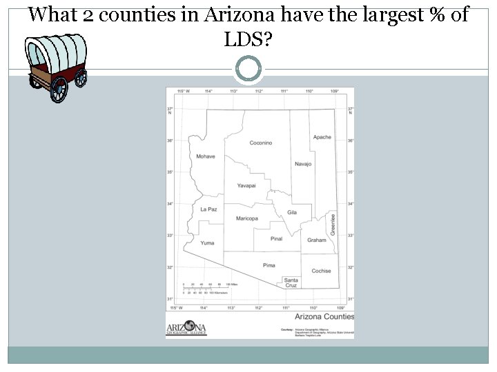 What 2 counties in Arizona have the largest % of LDS? 