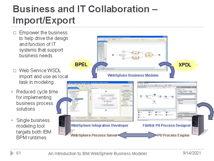 Business and IT Collaboration – Import/Export � Empower the business to help drive the