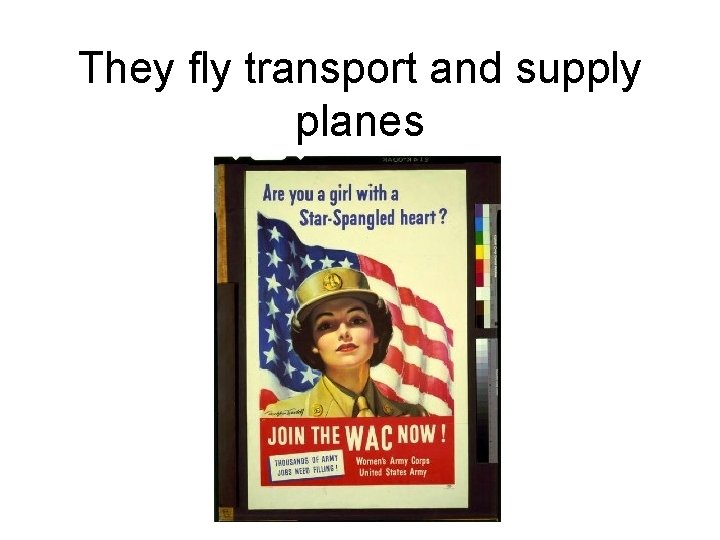They fly transport and supply planes 