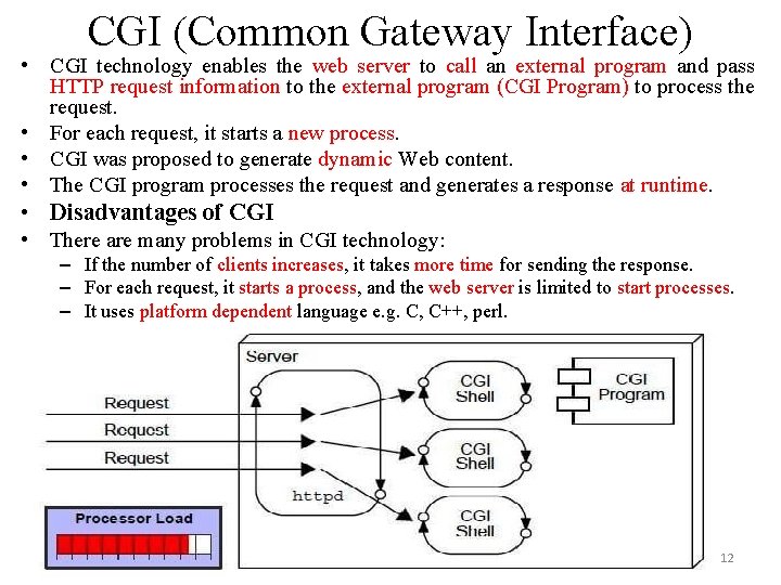 CGI (Common Gateway Interface) • CGI technology enables the web server to call an