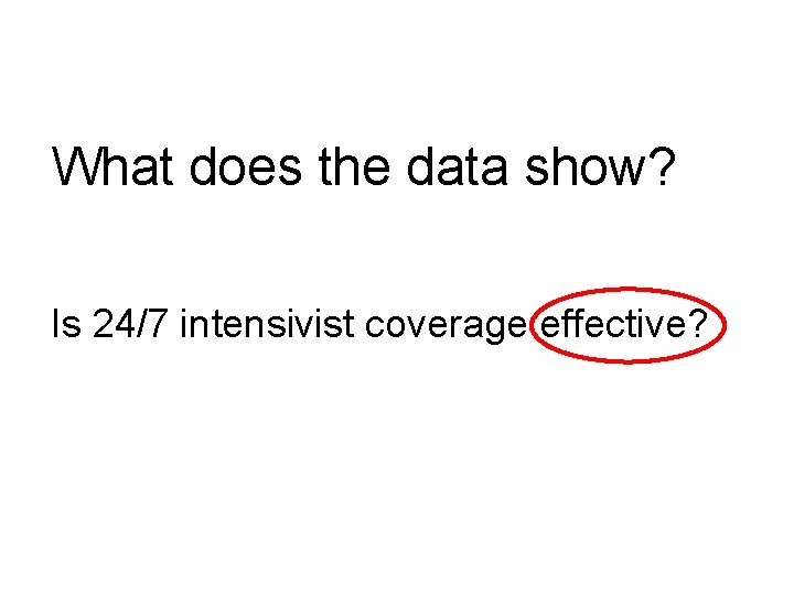 What does the data show? Is 24/7 intensivist coverage effective? 