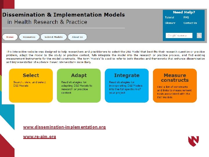 Mode www. dissemination-implementation. org www. re-aim. org 