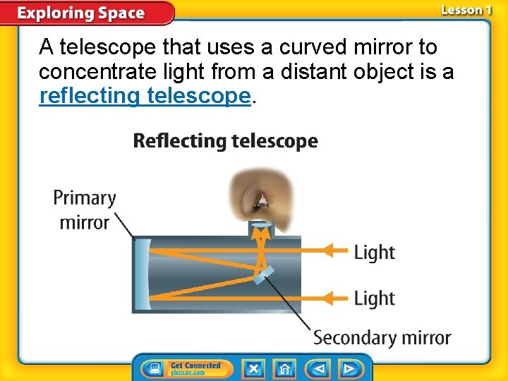 A telescope that uses a curved mirror to concentrate light from a distant object