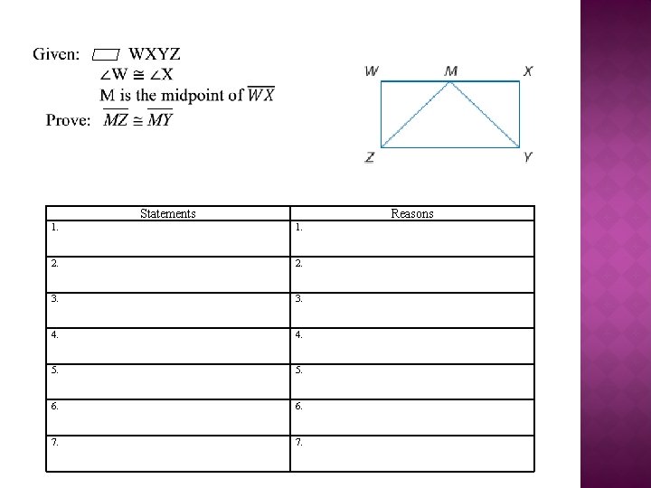 Statements Reasons 1. 2. 3. 4. 5. 6. 7. 