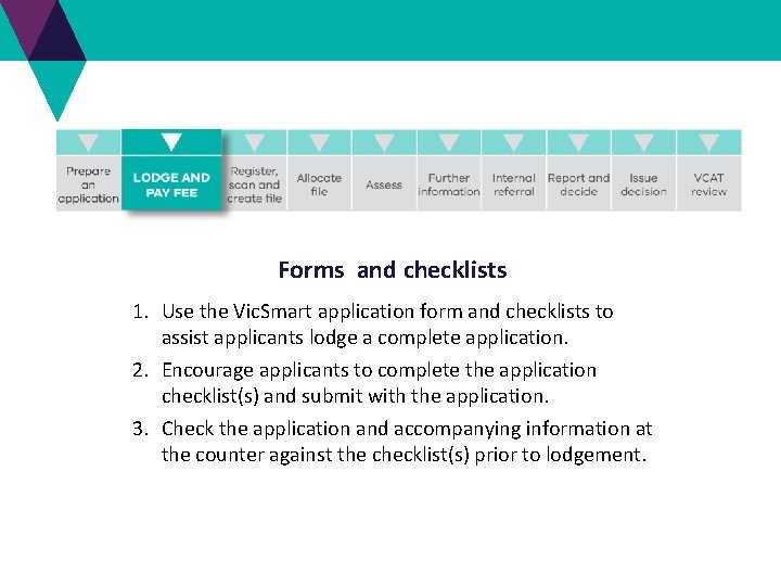 Forms and checklists 1. Use the Vic. Smart application form and checklists to assist Forms and checklists 1. Use the Vic. Smart application form and checklists to assist