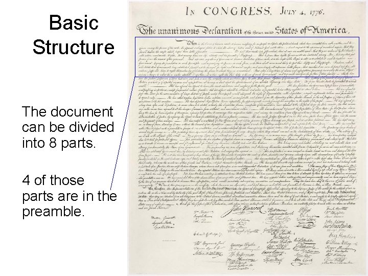 Basic Structure The document can be divided into 8 parts. 4 of those parts