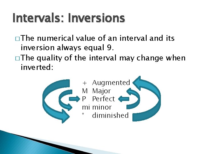 Intervals: Inversions � The numerical value of an interval and its inversion always equal