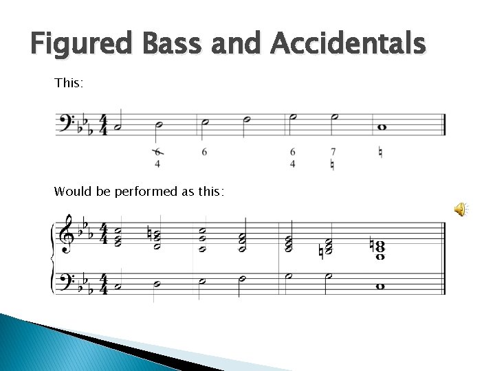 Figured Bass and Accidentals This: Would be performed as this: 