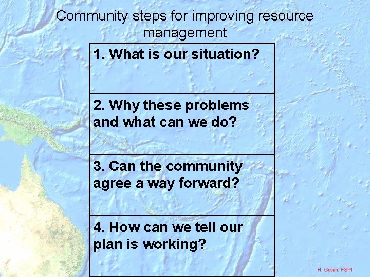 Community steps for improving resource management 1. What is our situation? 2. Why these