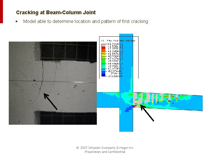 Cracking at Beam-Column Joint § Model able to determine location and pattern of first
