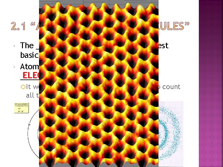  ATOM The __________is the smallest basic unit of matter Atoms cannot be seen