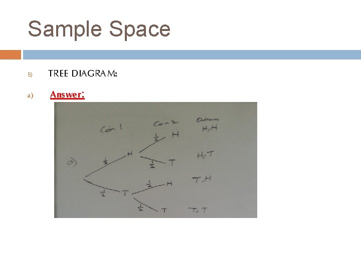 Sample Space 5) a) TREE DIAGRAM: Answer: 