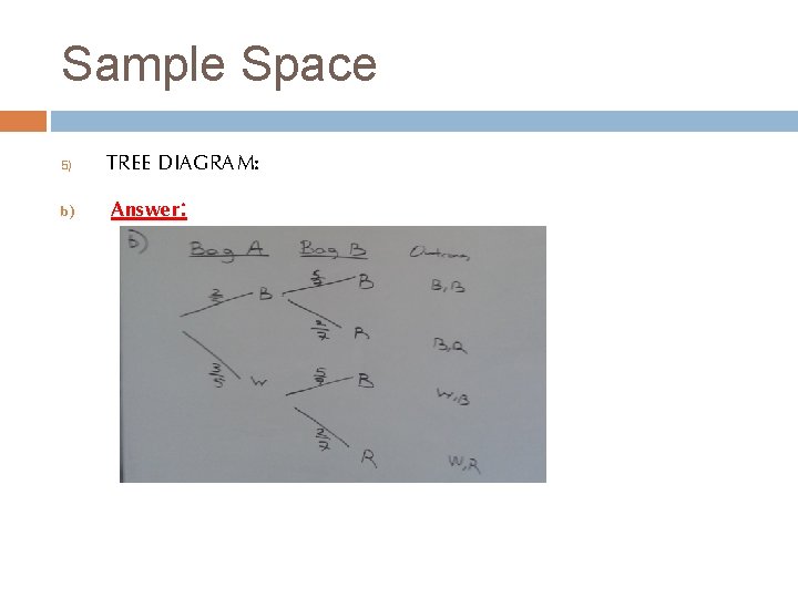 Sample Space 5) b) TREE DIAGRAM: Answer: 