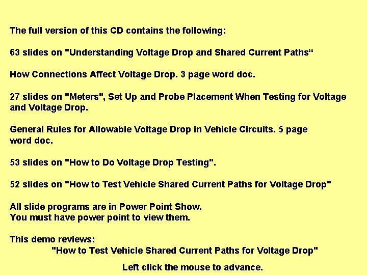 The full version of this CD contains the following: 63 slides on "Understanding Voltage