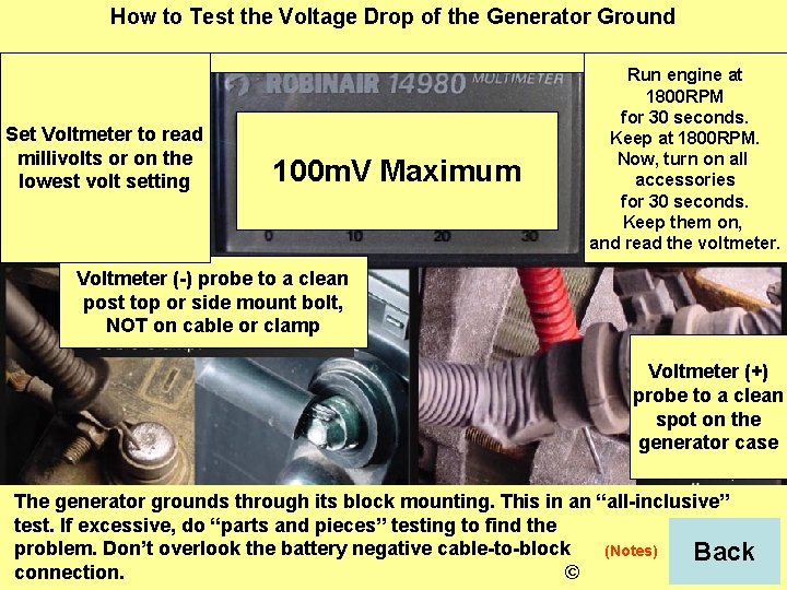 How to Test the Voltage Drop of the Generator Ground Set Voltmeter to read