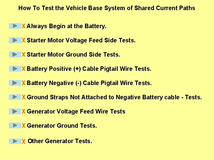 How To Test the Vehicle Base System of Shared Current Paths X Always Begin