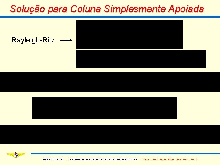 Solução para Coluna Simplesmente Apoiada Rayleigh-Ritz EST 41 / AE 213 - ESTABILIDADE DE