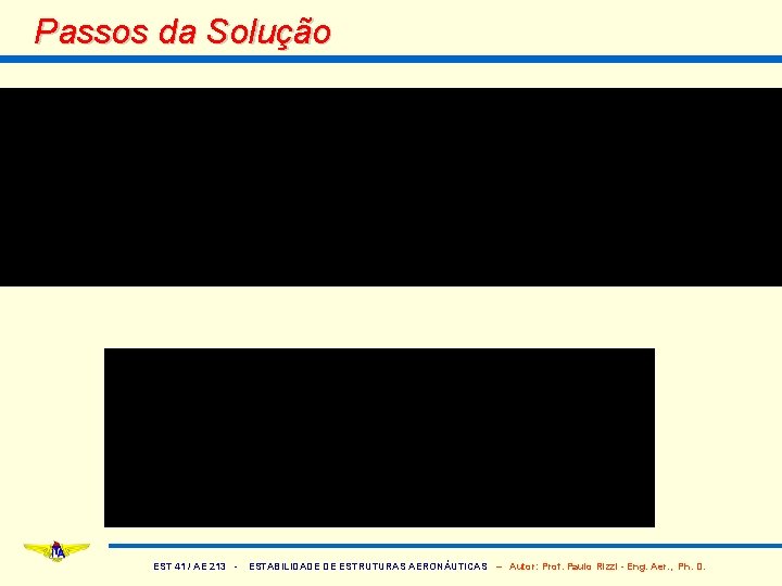 Passos da Solução EST 41 / AE 213 - ESTABILIDADE DE ESTRUTURAS AERONÁUTICAS –