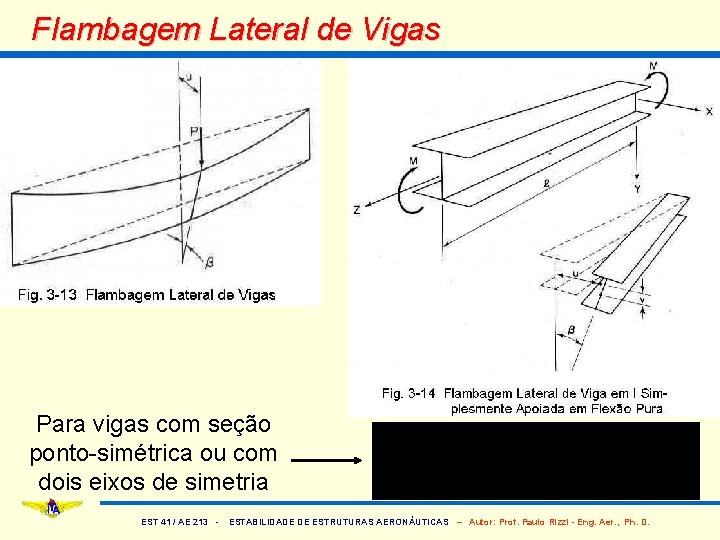 Flambagem Lateral de Vigas Para vigas com seção ponto-simétrica ou com dois eixos de