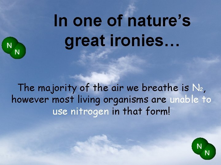 In one of nature’s great ironies… The majority of the air we breathe is
