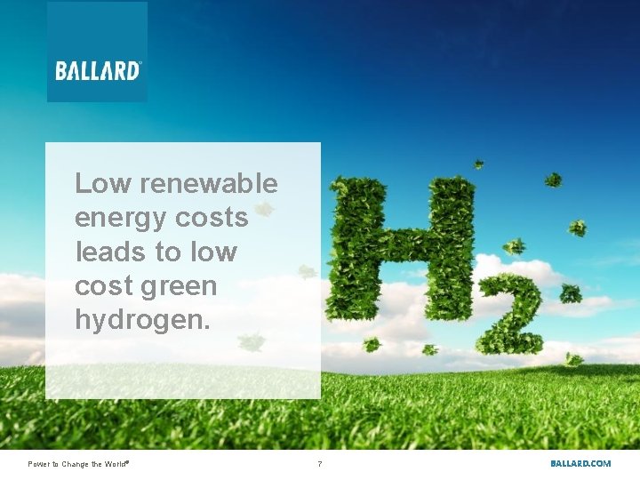 Low renewable energy costs leads to low cost green hydrogen. Power to Change the