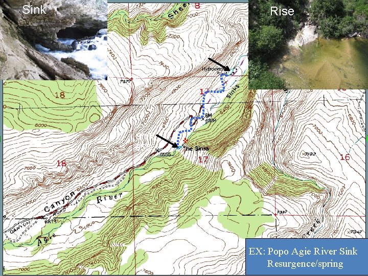 Sink Rise Resurface 6340 Sink 6555 EX: Popo Agie River Sink Resurgence/spring 