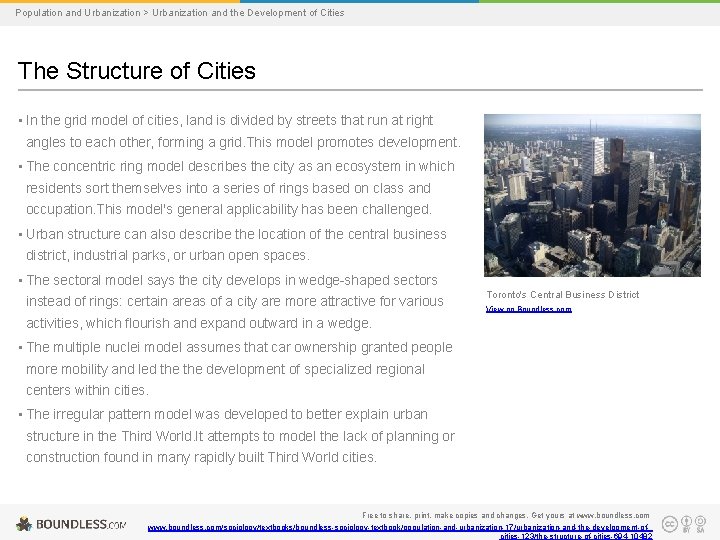 Population and Urbanization > Urbanization and the Development of Cities The Structure of Cities