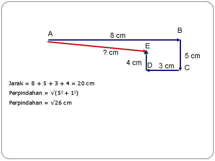 A B 8 cm ? cm E 4 cm D 3 cm Jarak =