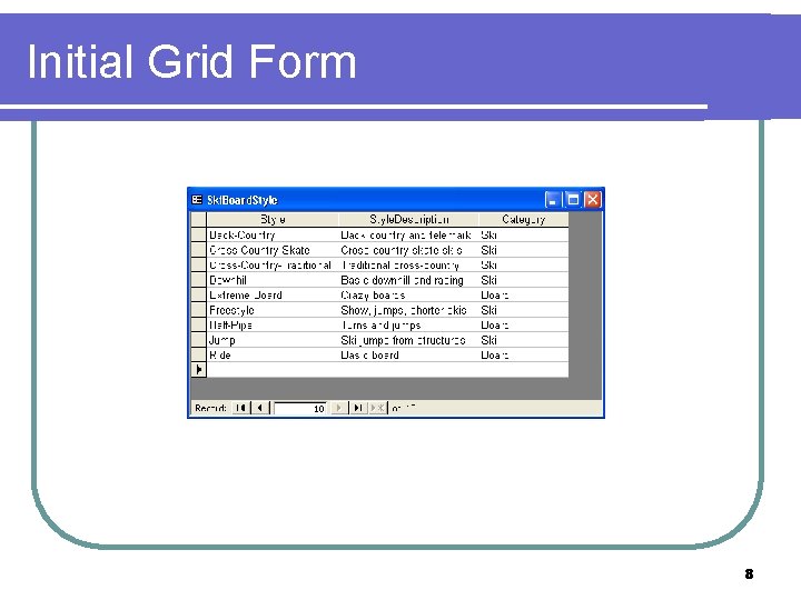 Initial Grid Form 8 