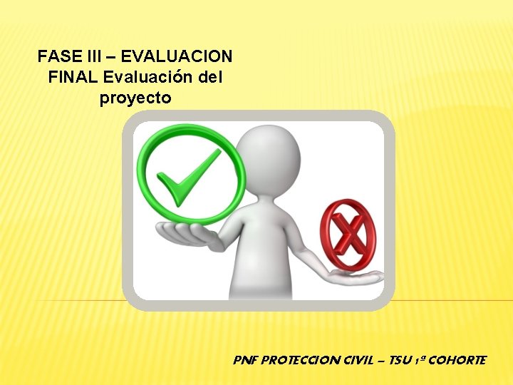 FASE III – EVALUACION FINAL Evaluación del proyecto PNF PROTECCION CIVIL – TSU 1ª