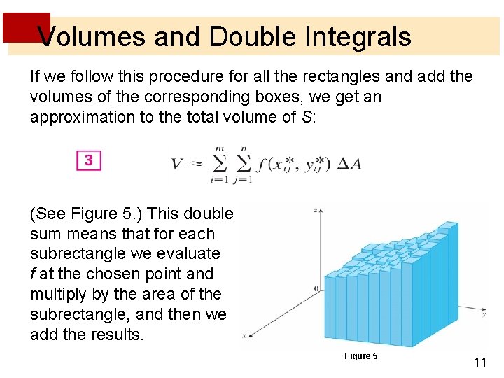 Volumes and Double Integrals If we follow this procedure for all the rectangles and