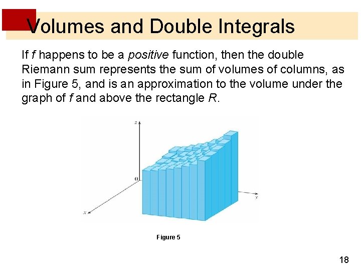 Volumes and Double Integrals If f happens to be a positive function, then the