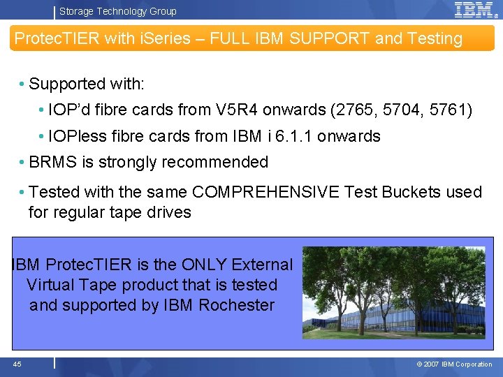 Storage Technology Group Protec. TIER with i. Series – FULL IBM SUPPORT and Testing