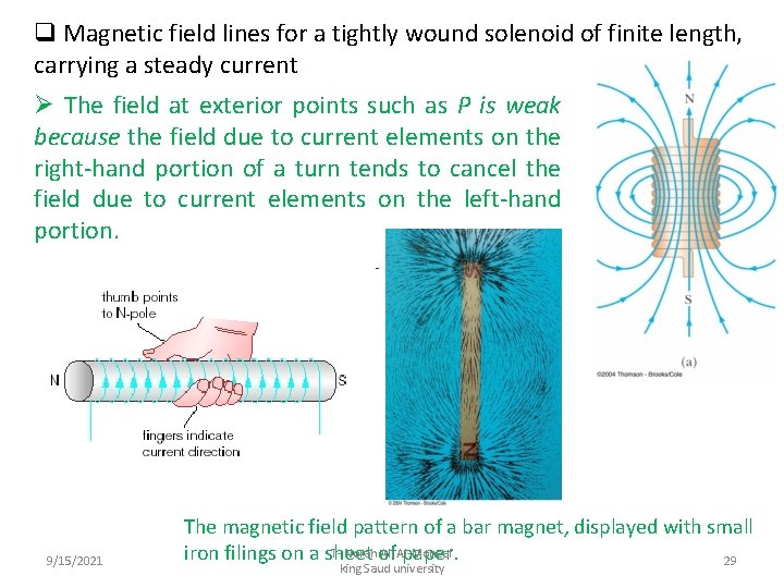 q Magnetic field lines for a tightly wound solenoid of finite length, carrying a