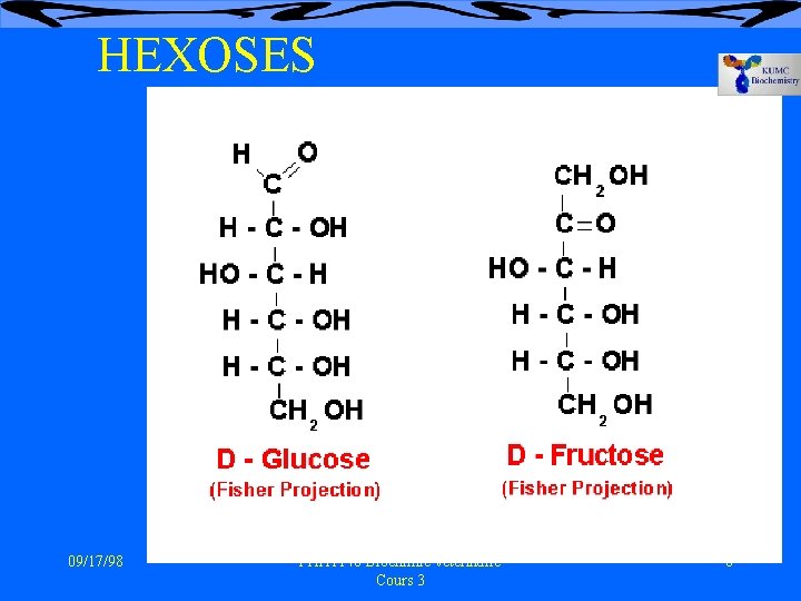 HEXOSES 09/17/98 PAA 1140 Biochimie vétérinaire Cours 3 6 