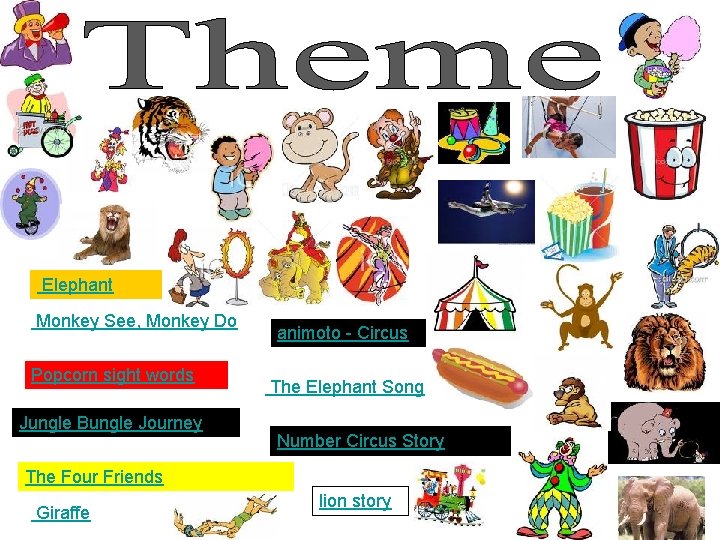 Circus Elephant Monkey See, Monkey Do Popcorn sight words Jungle Bungle Journey animoto -