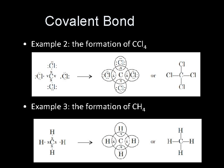 Covalent Bond • Example 2: the formation of CCl 4 • Example 3: the