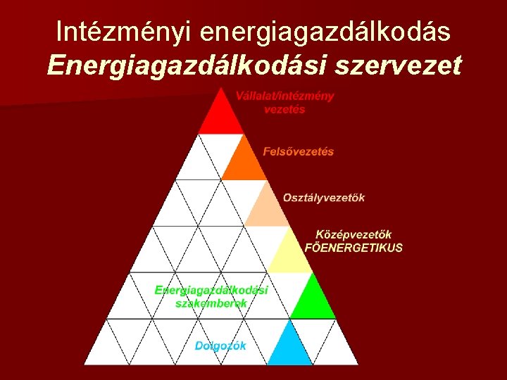 Intézményi energiagazdálkodás Energiagazdálkodási szervezet 