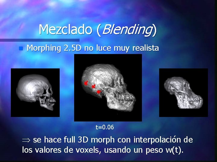 Mezclado (Blending) n Morphing 2. 5 D no luce muy realista t=0. 06 se